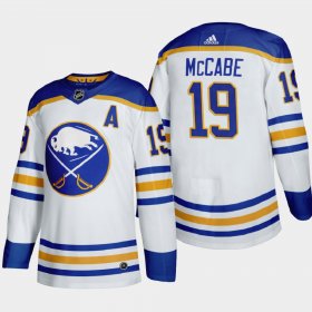 Cheap Buffalo Sabres #19 Jake Mccabe Men\'s Adidas 2020-21 Away Authentic Player Stitched NHL Jersey White