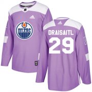 Wholesale Cheap Adidas Oilers #29 Leon Draisaitl Purple Authentic Fights Cancer Stitched NHL Jersey