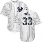 Wholesale Cheap Yankees #33 Greg Bird White Strip Team Logo Fashion Stitched MLB Jersey