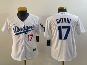 Cheap Youth Los Angeles Dodgers #17 Shohei Ohtani Number White Stitched Cool Base Nike Jersey