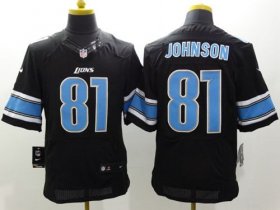 Wholesale Cheap Nike Lions #81 Calvin Johnson Black Alternate Men\'s Stitched NFL Elite Jersey