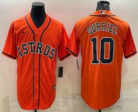 Wholesale Cheap Men\'s Houston Astros #10 Yuli Gurriel Orange Stitched MLB Cool Base Nike Jersey