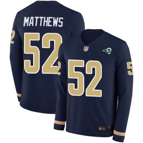 Wholesale Cheap Nike Rams #52 Clay Matthews Navy Blue Team Color Men\'s Stitched NFL Limited Therma Long Sleeve Jersey