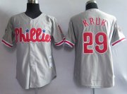 Wholesale Cheap Mitchell and Ness Phillies #29 John Kruk Grey Stitched Throwback MLB Jersey