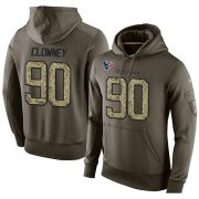 Wholesale Cheap NFL Men's Nike Houston Texans #90 Jadeveon Clowney Stitched Green Olive Salute To Service KO Performance Hoodie