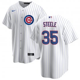 Cheap Men\'s Chicago Cubs #35 Justin Steele Nike Home White Cool Base Jersey