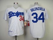 Wholesale Cheap Mitchell And Ness 1955 Dodgers #34 Fernando Valenzuela White Throwback Stitched MLB Jersey