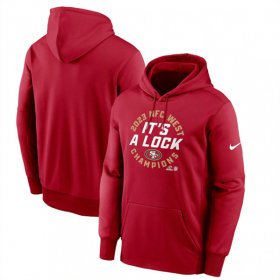 Cheap Men\'s San Francisco 49ers Red 2023 NFC West Division Champions Locker Room Trophy Collection Pullover Hoodie