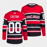 Wholesale Cheap Men's Chicago Blackhawks Custom Red Black 2022 Reverse Retro Stitched Jersey