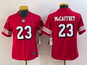 Cheap Women\'s San Francisco 49ers #23 Christian McCaffrey New Red 2023 F.U.S.E. Vapor Untouchable Football Stitched Jersey(Run Small)