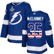 Cheap Adidas Lightning #35 Curtis McElhinney Blue Home Authentic USA Flag 2020 Stanley Cup Champions Stitched NHL Jersey
