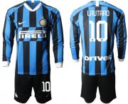 Wholesale Cheap Inter Milan #10 Lautaro Home Long Sleeves Soccer Club Jersey