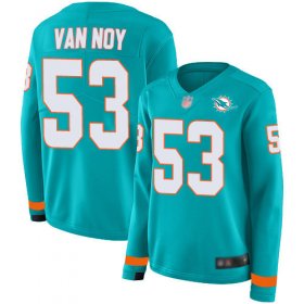 Wholesale Cheap Nike Dolphins #53 Kyle Van Noy Aqua Green Team Color Women\'s Stitched NFL Limited Therma Long Sleeve Jersey