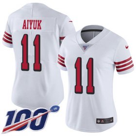 Wholesale Cheap Nike 49ers #11 Brandon Aiyuk White Women\'s Stitched NFL Limited Rush 100th Season Jersey