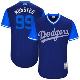 Wholesale Cheap Dodgers #99 Hyun-Jin Ryu Royal \"Monster\" Players Weekend Authentic Stitched MLB Jersey