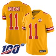 Wholesale Cheap Nike Chiefs #11 Demarcus Robinson Gold Men's Stitched NFL Limited Inverted Legend 100th Season Jersey