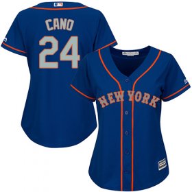 Wholesale Cheap Mets #24 Robinson Cano Blue(Grey NO.) Alternate Women\'s Stitched MLB Jersey