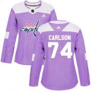 Wholesale Cheap Adidas Capitals #74 John Carlson Purple Authentic Fights Cancer Women's Stitched NHL Jersey