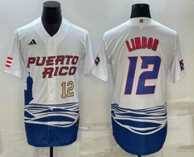 Cheap Men\'s Puerto Rico Baseball #23 Francisco Lindor Number White 2023 World Baseball Classic Stitched Jerseys