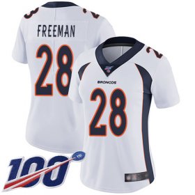 Wholesale Cheap Nike Broncos #28 Royce Freeman White Women\'s Stitched NFL 100th Season Vapor Limited Jersey