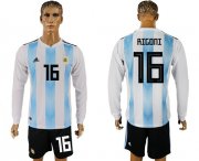 Wholesale Cheap Argentina #16 Rigoni Home Long Sleeves Soccer Country Jersey