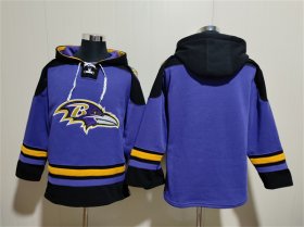 Wholesale Cheap Men\'s Baltimore Ravens Blank Ageless Must-Have Lace-Up Pullover Hoodie