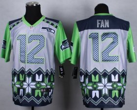 Wholesale Cheap Nike Seahawks #12 Fan Grey Men\'s Stitched NFL Elite Noble Fashion Jersey