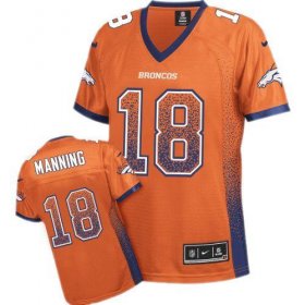 Wholesale Cheap Nike Broncos #18 Peyton Manning Orange Team Color Women\'s Stitched NFL Elite Drift Fashion Jersey
