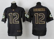 Wholesale Cheap Nike Packers #12 Aaron Rodgers Black Gold No. Fashion Men's Stitched NFL Elite Jersey