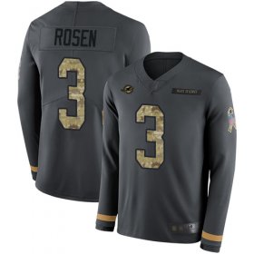 Wholesale Cheap Nike Dolphins #3 Josh Rosen Anthracite Salute to Service Men\'s Stitched NFL Limited Therma Long Sleeve Jersey