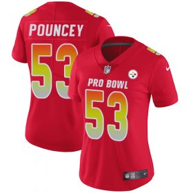 Wholesale Cheap Nike Steelers #53 Maurkice Pouncey Red Women\'s Stitched NFL Limited AFC 2018 Pro Bowl Jersey
