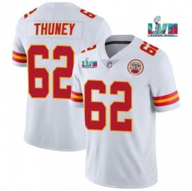 Wholesale Cheap Men’s Kansas City Chiefs #62 Joe Thuney White Super Bowl LVII Patch Vapor Untouchable Limited Stitched Jersey
