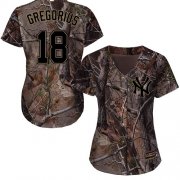 Wholesale Cheap Yankees #18 Didi Gregorius Camo Realtree Collection Cool Base Women's Stitched MLB Jersey