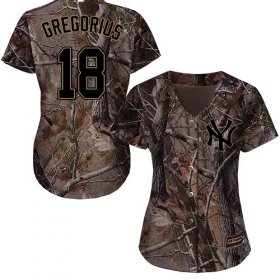 Wholesale Cheap Yankees #18 Didi Gregorius Camo Realtree Collection Cool Base Women\'s Stitched MLB Jersey