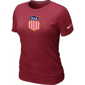 Wholesale Cheap Women\'s Nike Team USA Hockey Winter Olympics KO Collection Locker Room T-Shirt Red