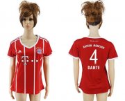 Wholesale Cheap Women's Bayern Munchen #4 Dante Home Soccer Club Jersey