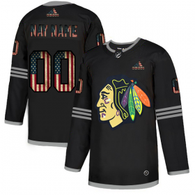Wholesale Cheap Chicago Blackhawks Custom Adidas Men\'s Black USA Flag Limited NHL Jersey