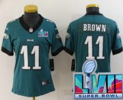 Cheap Women's Philadelphia Eagles #11 AJ Brown Limited Green Super Bowl LVII Vapor Jersey