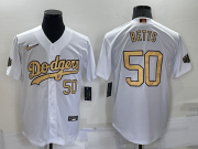 Wholesale Men's Los Angeles Dodgers #50 Mookie Betts Number White 2022 All Star Stitched Cool Base Nike Jersey