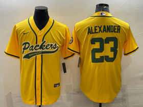 Wholesale Cheap Men\'s Green Bay Packers #23 Jaire Alexander Yellow With Patch Cool Base Stitched Baseball Jersey