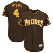 Wholesale Cheap Men's San Diego Padres 4 Wil Myers Brown 50th Anniversary and 150th Patch FlexBase Jersey