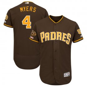 Wholesale Cheap Men\'s San Diego Padres 4 Wil Myers Brown 50th Anniversary and 150th Patch FlexBase Jersey