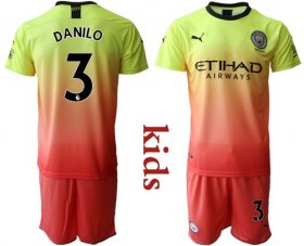 Wholesale Cheap Manchester City #3 Danilo Away Kid Soccer Club Jersey