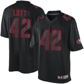 Wholesale Cheap Nike 49ers #42 Ronnie Lott Black Men\'s Stitched NFL Impact Limited Jersey