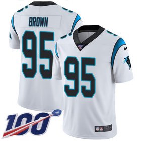 Wholesale Cheap Nike Panthers #95 Derrick Brown White Men\'s Stitched NFL 100th Season Vapor Untouchable Limited Jersey