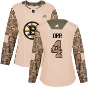Wholesale Cheap Adidas Bruins #4 Bobby Orr Camo Authentic 2017 Veterans Day Women's Stitched NHL Jersey