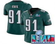 Cheap Men's Philadelphia Eagles #91 Fletcher Cox Limited Green Super Bowl LVII Vapor Jersey