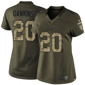 Wholesale Cheap Nike Eagles #20 Brian Dawkins Green Women\'s Stitched NFL Limited 2015 Salute to Service Jersey