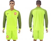 Wholesale Cheap Holland Blank Green Long Sleeves Goalkeeper Soccer Country Jersey