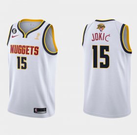 Wholesale Cheap Men\'s Denver Nuggets #15 Nikola Jokic White 2023 Finals Champions Association Edition With NO.6 Patch Stitched Basketball Jersey